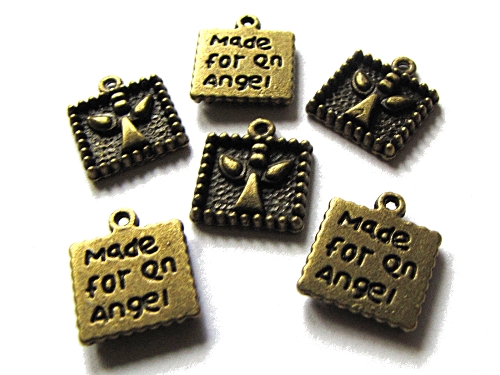 Anhänger Rahmen mit Engel, Made for an Angel, bronzefarben